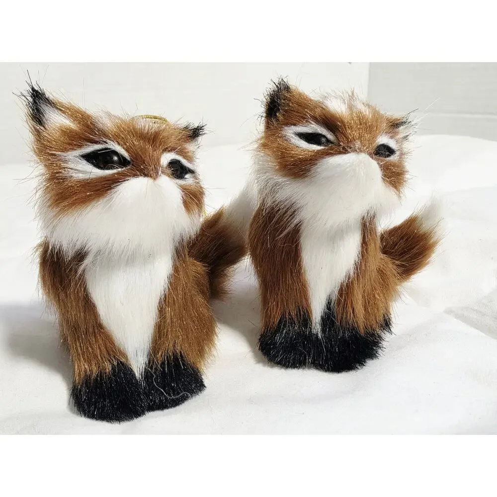 Fox Christmas Ornament Set of 1 Brown White 3